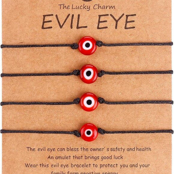 4 Pcs Evil Eye Bracelets Adjustable Evil Eye Anklet Handmade Evil Eye Jewelry Lu - Picture 1 of 7